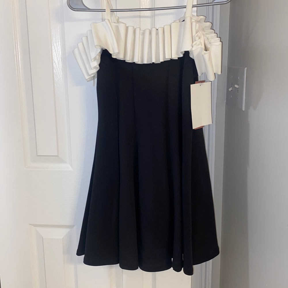 Black and white ruffle dress